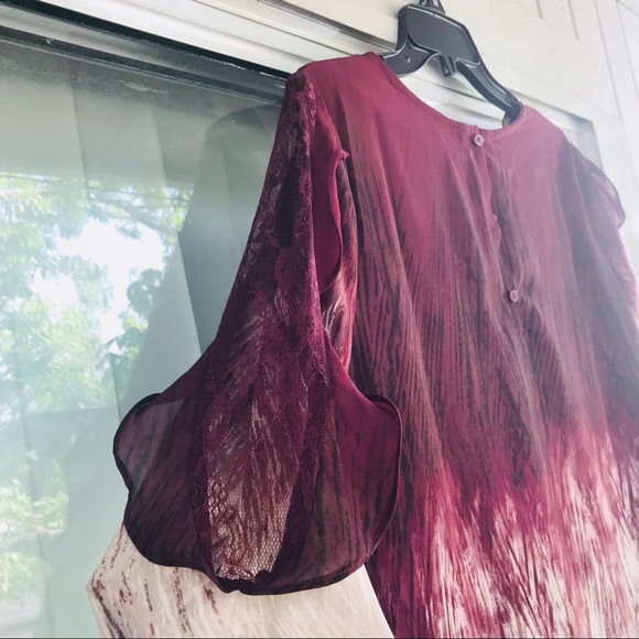 Christopher & Banks Two Tone Ombré Ruffle Blouse M - Picture 6 of 8